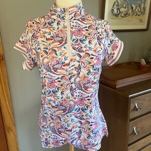 Kastel Denmark Floral Patterned Short Sleeve Top size Med